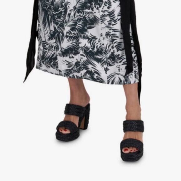 Bottega Veneta Trinity Weave Black Raffia Platform Sandals size 38 - Picture 2 of 13